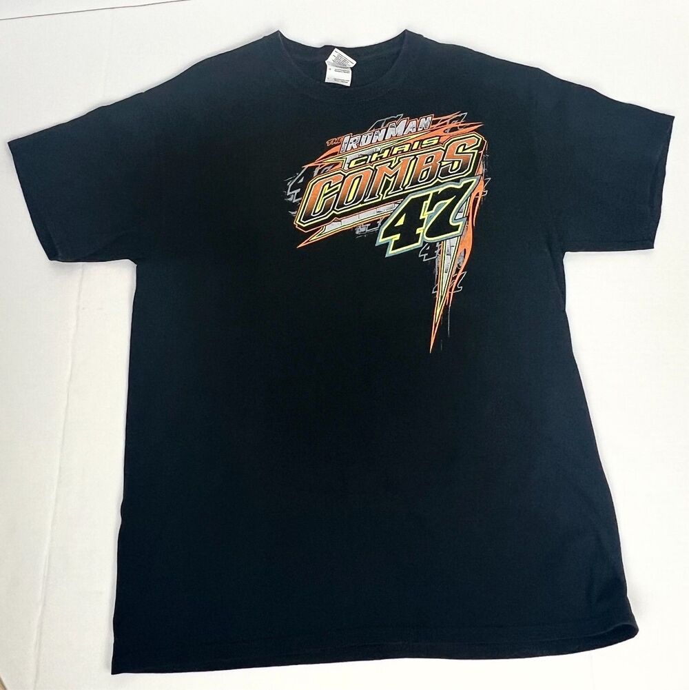 Vtg Dirt Track Racing Short Sleeve T Shirt Chris Combs Ironman Size Large L